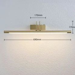 Lindby LED-gallerilampe Mailine med kontakt, messing