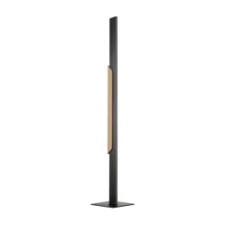 LED-gulvlampe Arcus, sort/brun, højde 126 cm, metal/træ^Brilliant Online