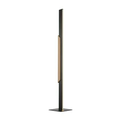 LED-gulvlampe Arcus, sort/brun, højde 126 cm, metal/træ^Brilliant Online
