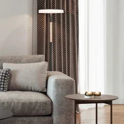 Trio Lighting Gang|Gulvlamper>LED-gulvlampe Celeste hvid/brun 160 cm glas/metal Touchdim