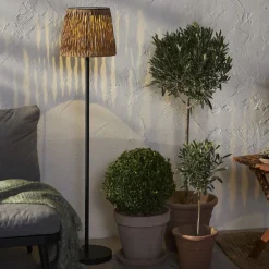 STAR TRADING Solcellelamper|Terrassebelysning>LED-gulvlampe Cesta 127 cm brun/sort plast/metal