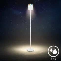 LED-gulvlampe Coloris, hvid, RGB, dæmper, IP44, USB^Briloner