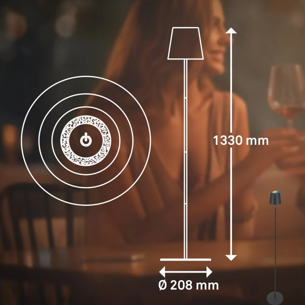 Briloner Gulvlamper|Gulvlamper>LED-gulvlampe Coloris, sort, RGB, dæmper, IP44, USB