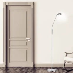 FISCHER & HONSEL LED-gulvlampe Dent, CCT, enkeltlys, nikkel