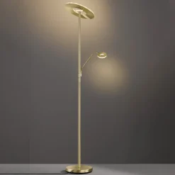 FISCHER & HONSEL LED-gulvlampe Dent, messingfarvet, 180 cm, CCT, 2 lyskilder