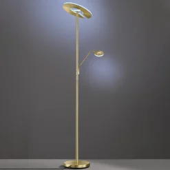 FISCHER & HONSEL LED-gulvlampe Dent, messingfarvet, 180 cm, CCT, 2 lyskilder