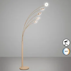 FISCHER & HONSEL Gulvlamper>LED-gulvlampe Dent, sandfarvet Højde 225 cm, CCT, 5 lyskilder.