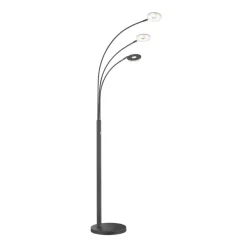 LED-gulvlampe Dent, sort, 185 cm, metal, CCT, 3 lyskilder.^FISCHER & HONSEL Hot