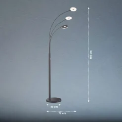 LED-gulvlampe Dent, sort, 185 cm, metal, CCT, 3 lyskilder.^FISCHER & HONSEL Hot