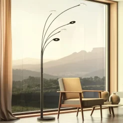 FISCHER & HONSEL Gulvlamper|Gulvlamper>LED-gulvlampe Dent, sort, 225 cm, metal, CCT, 5 lyskilder.