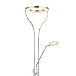Globo LED-gulvlampe Ebro, højde 194 cm, nikkelfarvet, 2-lys.