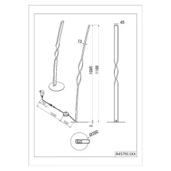 Reality Leuchten LED-gulvlampe Ginko, sort mat, metal, højde 110 cm