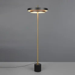 Trio Lighting LED-gulvlampe Keaton, sort/guldfarvet, højde 138 cm, CCT