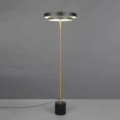 Trio Lighting LED-gulvlampe Keaton, sort/guldfarvet, højde 138 cm, CCT