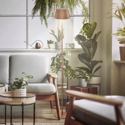 Briloner Gulvlamper>LED-gulvlampe Loca, brun, højde 123 cm, plast/metal