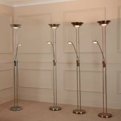 Searchlight LED-gulvlampe Mor & Barn, krom, læselampe, dæmpbar