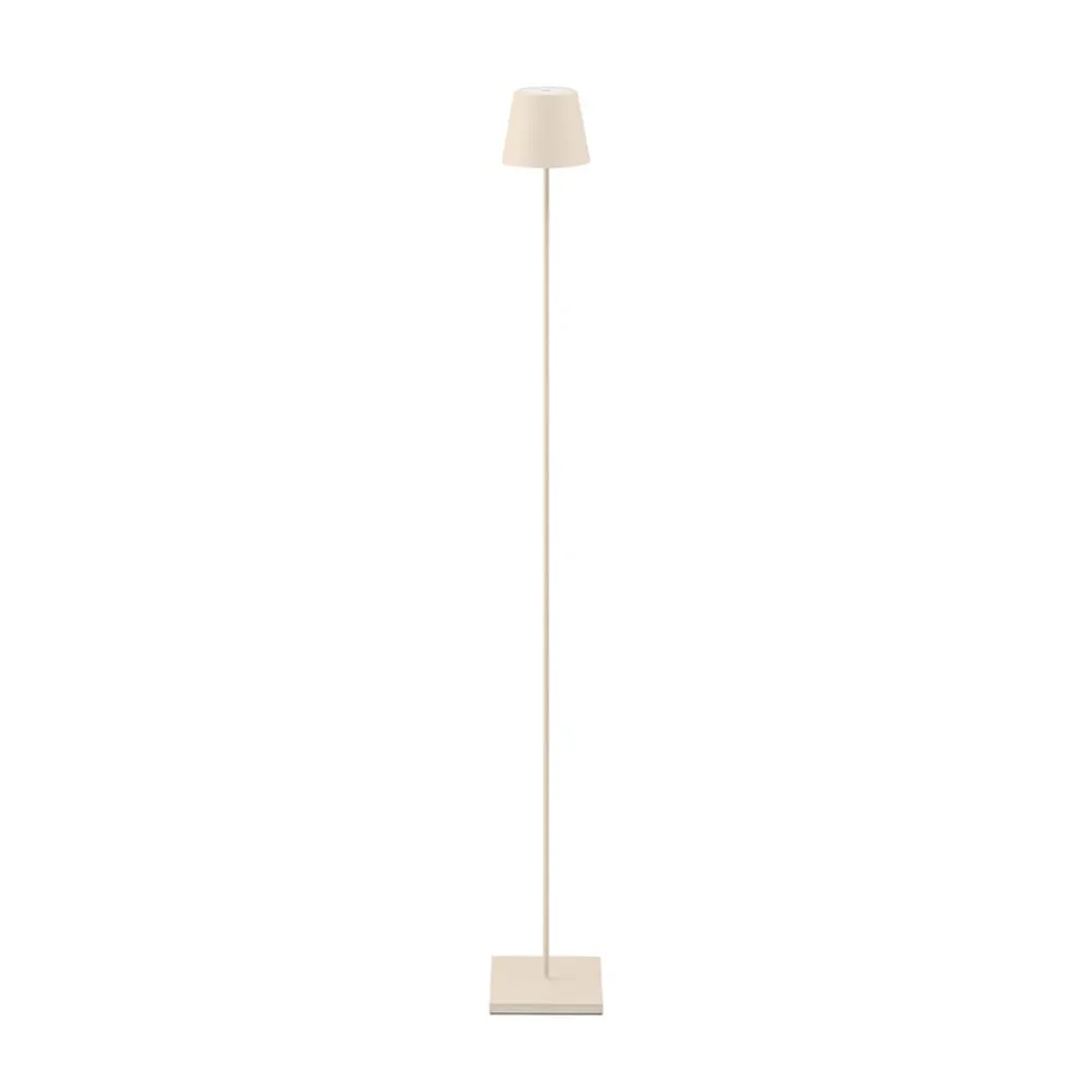 Sigor LED-gulvlampe Nuindie IP54 120 cm rund USB-C dune beige