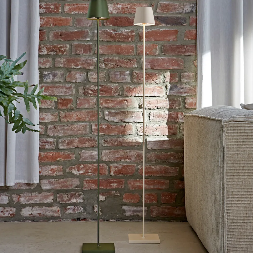 Sigor LED-gulvlampe Nuindie IP54 120 cm rund USB-C dune beige