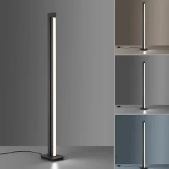 LED-gulvlampe Lines, antracit, fjernbetjening, 140 cm^PURE Clearance