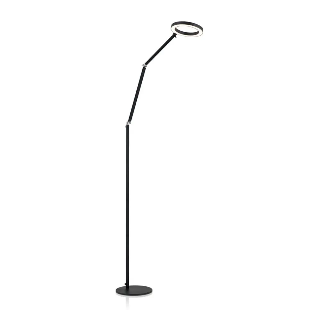 LED-gulvlampe Ringo, sort, metal, justerbar, dæmpbar^ORION Sale