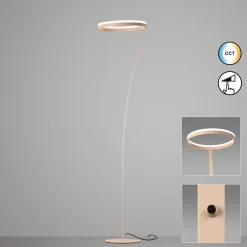 LED-gulvlampe Sirko, sandfarvet, højde 177 cm, metal, CCT^FISCHER & HONSEL Discount