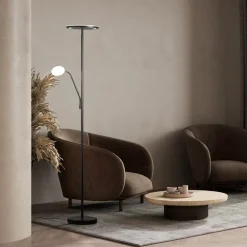 LED-gulvlampe Sorento, sandfarvet, højde 182 cm, læselampe^FISCHER & HONSEL New