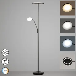 LED-gulvlampe Sorento, sandfarvet, højde 182 cm, læselampe^FISCHER & HONSEL New