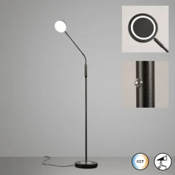 LED-gulvlampe Sorento, sandgrå, højde 138 cm, CCT dæmpbar^FISCHER & HONSEL