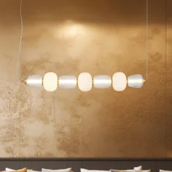 Eko-Light LED-hængelampe Caro, glas transparent/opal, længde 110 cm