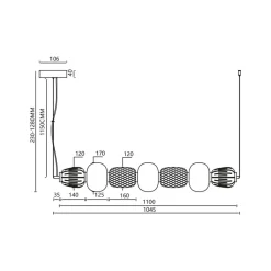 Eko-Light LED-hængelampe Caro, glas transparent/opal, længde 110 cm
