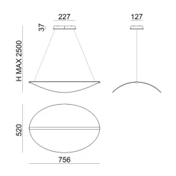 Stilnovo LED-hængelampe Diphy, 76 cm, DALI-dæmpbar