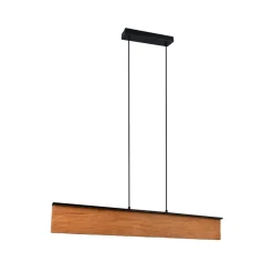 Trio Lighting LED-hængelampe Kalea, længde 110 cm, træfarvet, træ