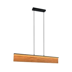 Trio Lighting LED-hængelampe Kalea, længde 110 cm, træfarvet, træ