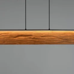 Trio Lighting LED-hængelampe Kalea, længde 110 cm, træfarvet, træ