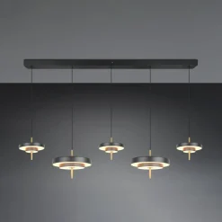 LED-hængelampe Keaton, sort/guldfarvet 140 cm CCT, 5 lyskilder^Trio Lighting
