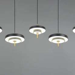 LED-hængelampe Keaton, sort/guldfarvet 140 cm CCT, 5 lyskilder^Trio Lighting