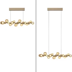 PURE LED-hængelampe E-Popup, bronze, glas, CCT, 18-flg.