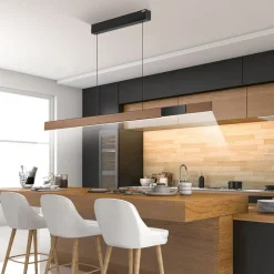 LED-hængelampe Moto-Rise, eg/sort perle, aluminium, CCT^PURE Hot