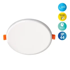Näve LED-indbygningslampe Suma, Ø 15,5 cm, hvid, dæmpbar, IP44