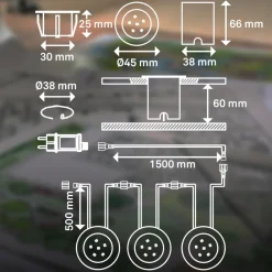 LED-indbygningsspot 3916032 IP67 12 V 3-delt startsæt Ø 4,5 cm potte^Briloner Discount