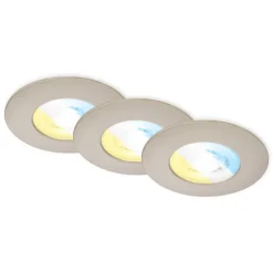 LED-indbygningsspot 7605 IP44 3er CTS nikkel mat^Briloner Outlet