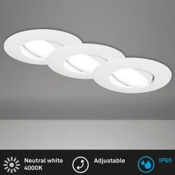 Briloner LED-indbygningsspot 7597 3sæt IP65 4.000 K hvid