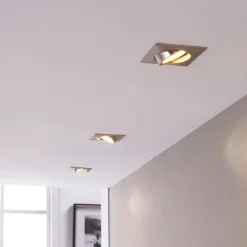 Lindby Loftlamper|Indbygningsspots>LED-indbygningsspot Andrej, kantet, nikkel, sæt med 3 stk