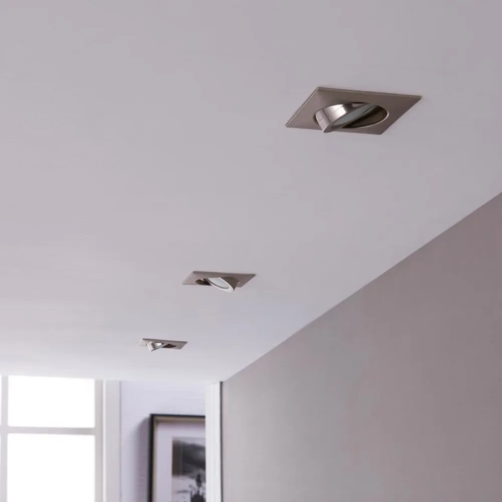 Lindby Loftlamper|Indbygningsspots>LED-indbygningsspot Andrej, kantet, nikkel, sæt med 3 stk