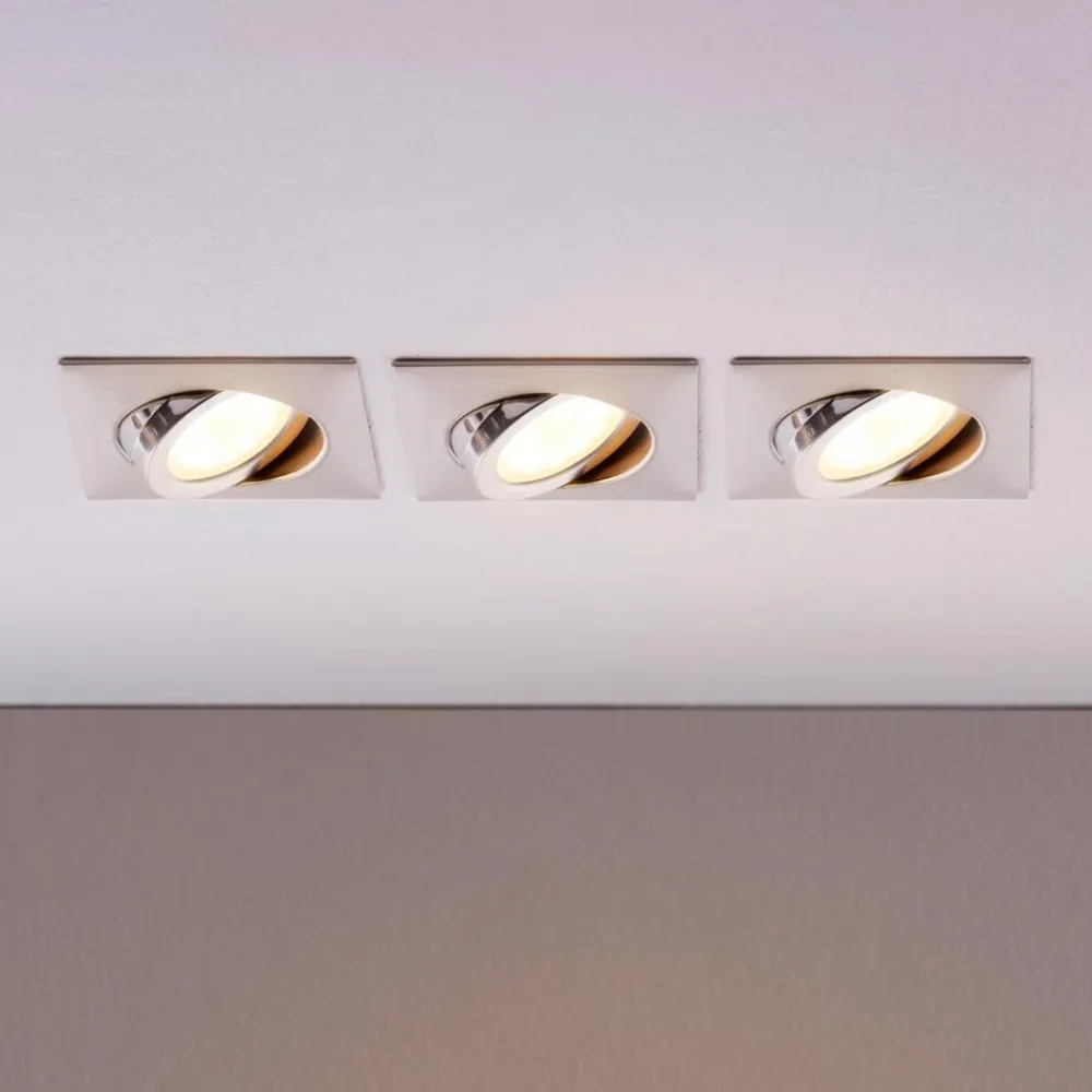 Lindby Loftlamper|Indbygningsspots>LED-indbygningsspot Andrej, kantet, nikkel, sæt med 3 stk