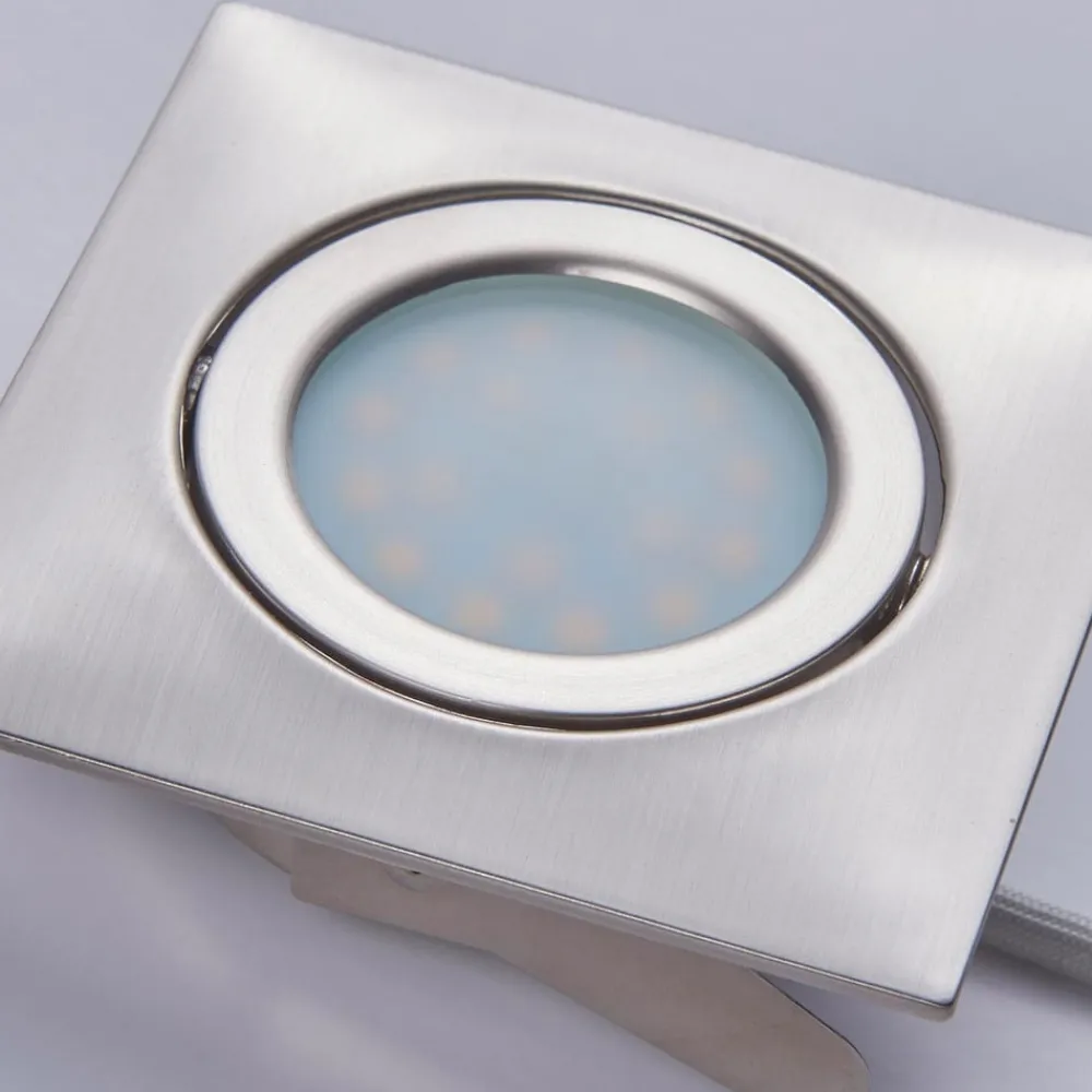 Lindby Loftlamper|Indbygningsspots>LED-indbygningsspot Andrej, kantet, nikkel, sæt med 3 stk