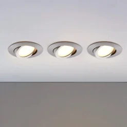 Lindby LED-indbygningsspot Andrej, rund, aluminium, sæt med 3 stk