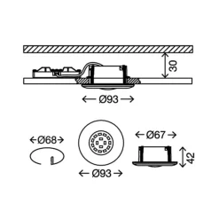 LED-indbygningsspot Attach One, mat nikkel, IP65^Briloner Hot