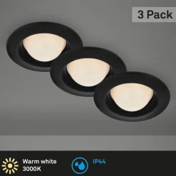 Briloner Loftlamper>LED-indbygningsspot Carro, 3 stk. 3.000 K, sort