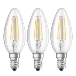 OSRAM Filament Pære|Led Pærer>LED-kertepære E14 4 W filament 2.700K 3 stk